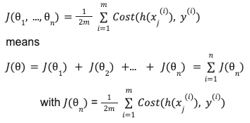 two math formula of the cost function J